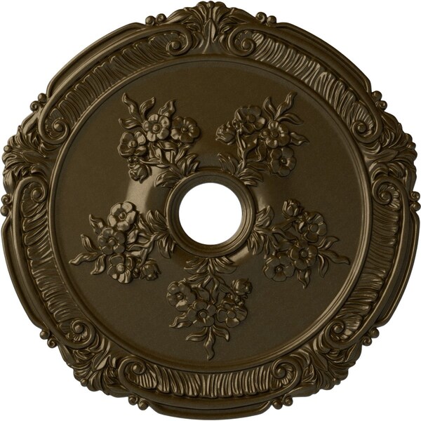 Ekena Millwork Attica with Rose Ceiling Medallion (Fits Canopies up to 4 1/2"), 26"OD x 3 3/4"ID x 1 1/2"P, Brass CM26ATBRS - main